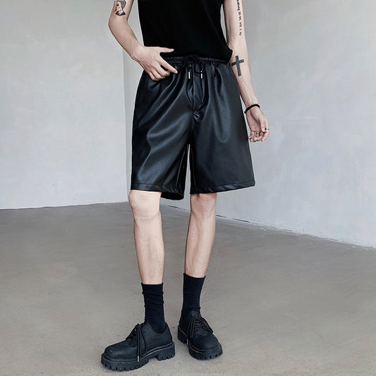 Mens Summer PU Leather Shorts Relaxed American Style - Plume & Peak