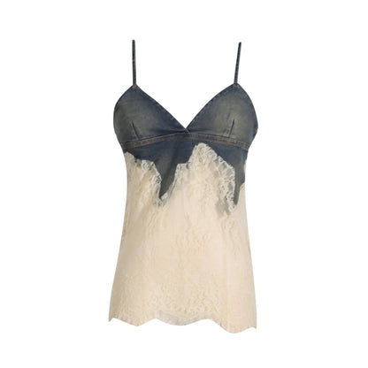 Spring Summer Lace Top Denim Shorts Set - Plume & Peak