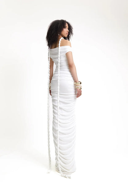 The Celestial Drape Gown – Dual-Tone Elegance - Plume & Peak