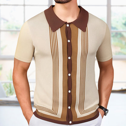 Men’s Striped Knit Polo – The Ultimate Summer Essential for Effortless Style - Plume & Peak