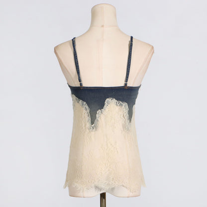 Spring Summer Lace Top Denim Shorts Set - Plume & Peak