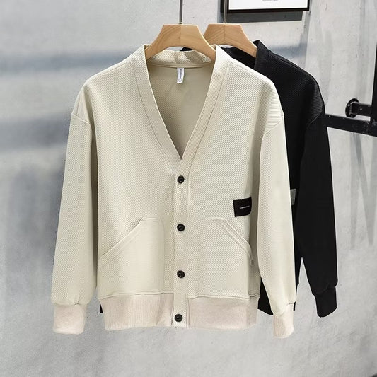 Mens VNeck Jacket Minimalist FallWinter Style - Plume & Peak