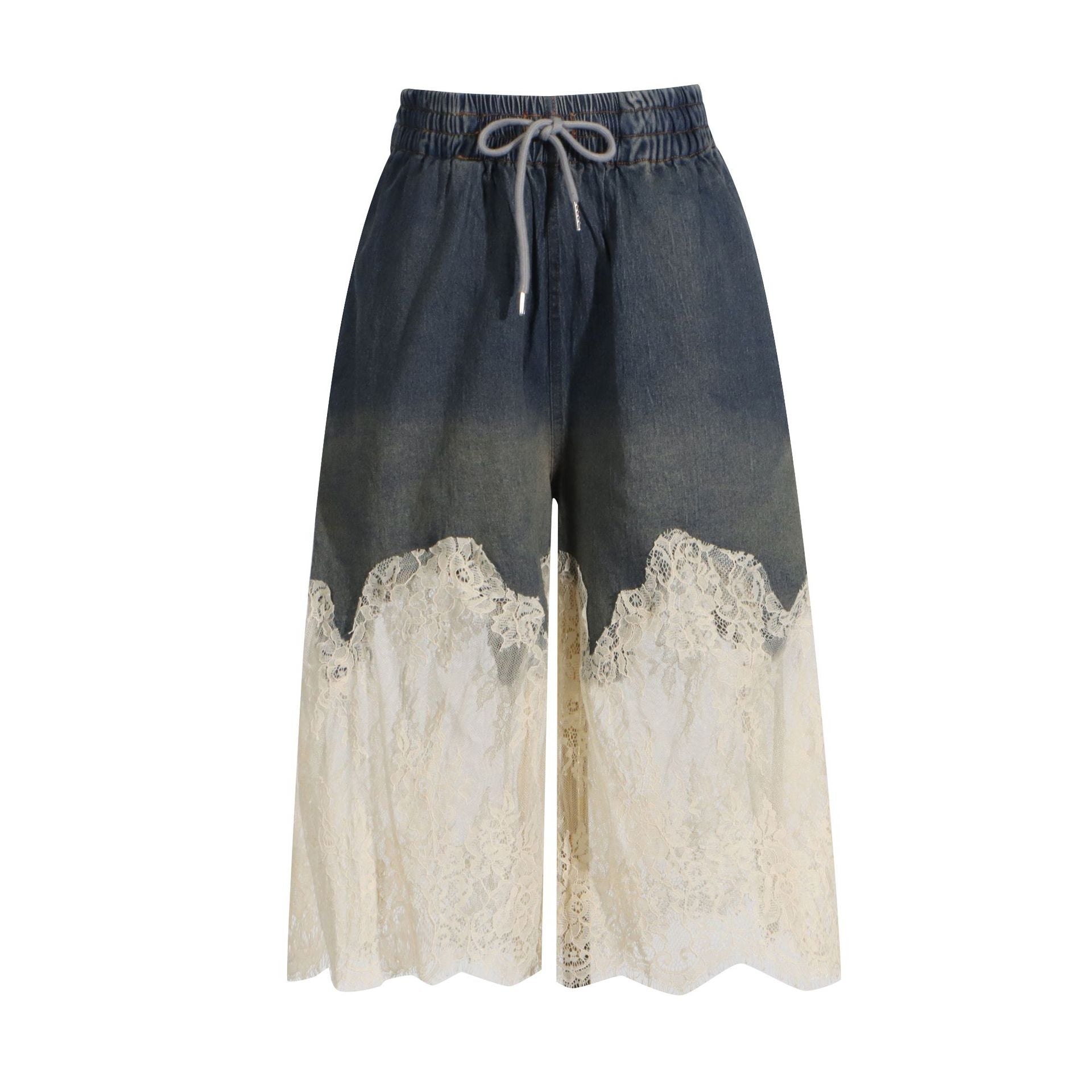 Spring Summer Lace Top Denim Shorts Set - Plume & Peak