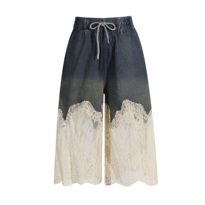 Spring Summer Lace Top Denim Shorts Set - Plume & Peak