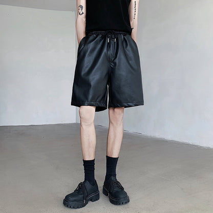 Mens Summer PU Leather Shorts Relaxed American Style - Plume & Peak