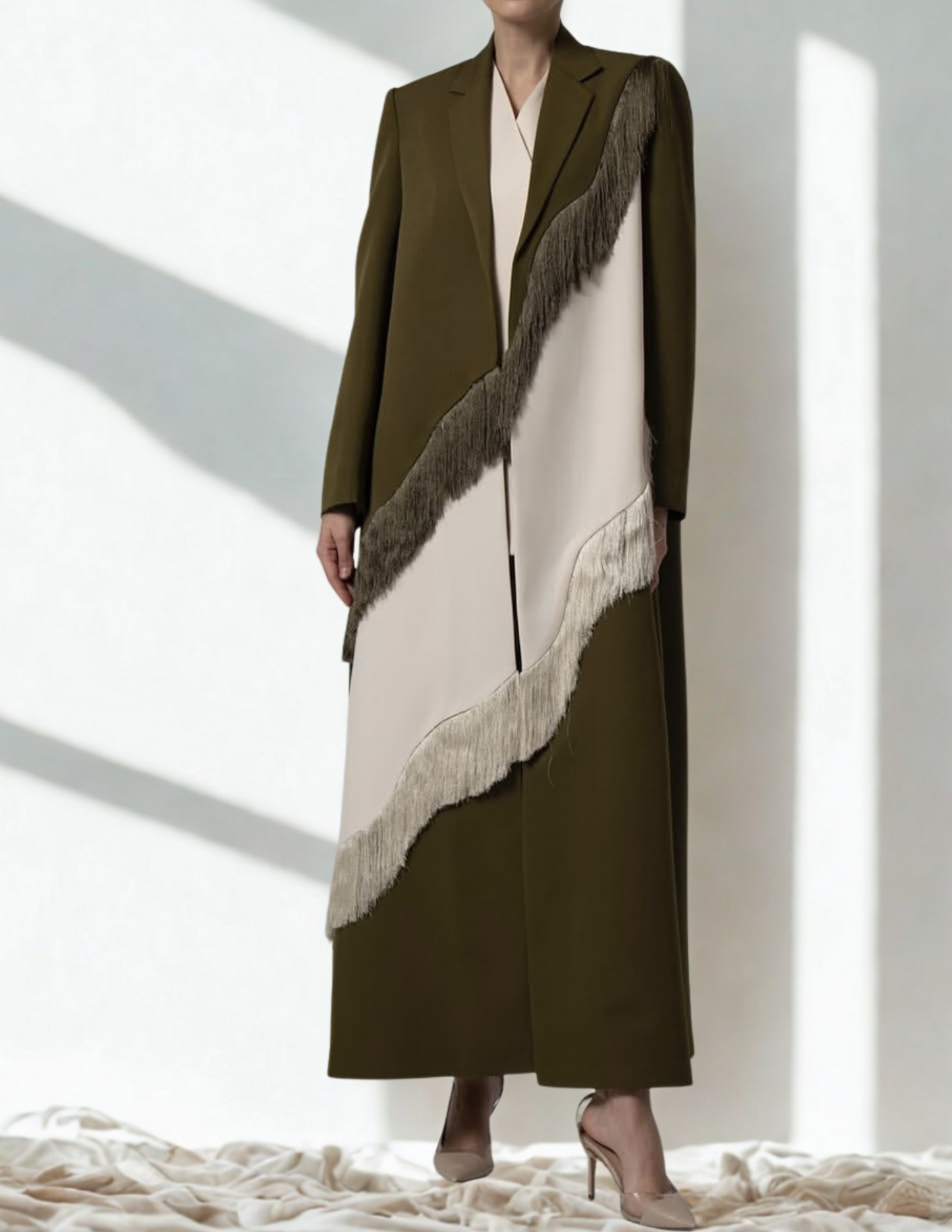 Women's Fringe Trim Longline Blazer Coat – Autumn Winter Maxi Overcoat, Vintage Korean Style