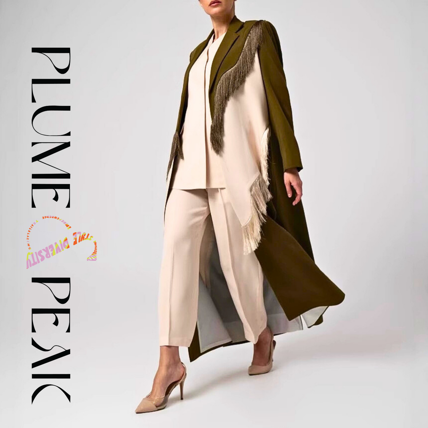 Women's Fringe Trim Longline Blazer Coat – Autumn Winter Maxi Overcoat, Vintage Korean Style