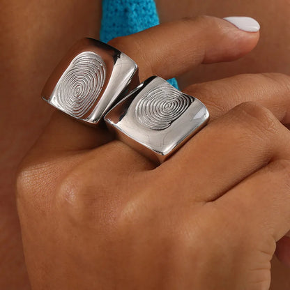 Titanium Steel Fingerprint Signet Ring - Plume & Peak