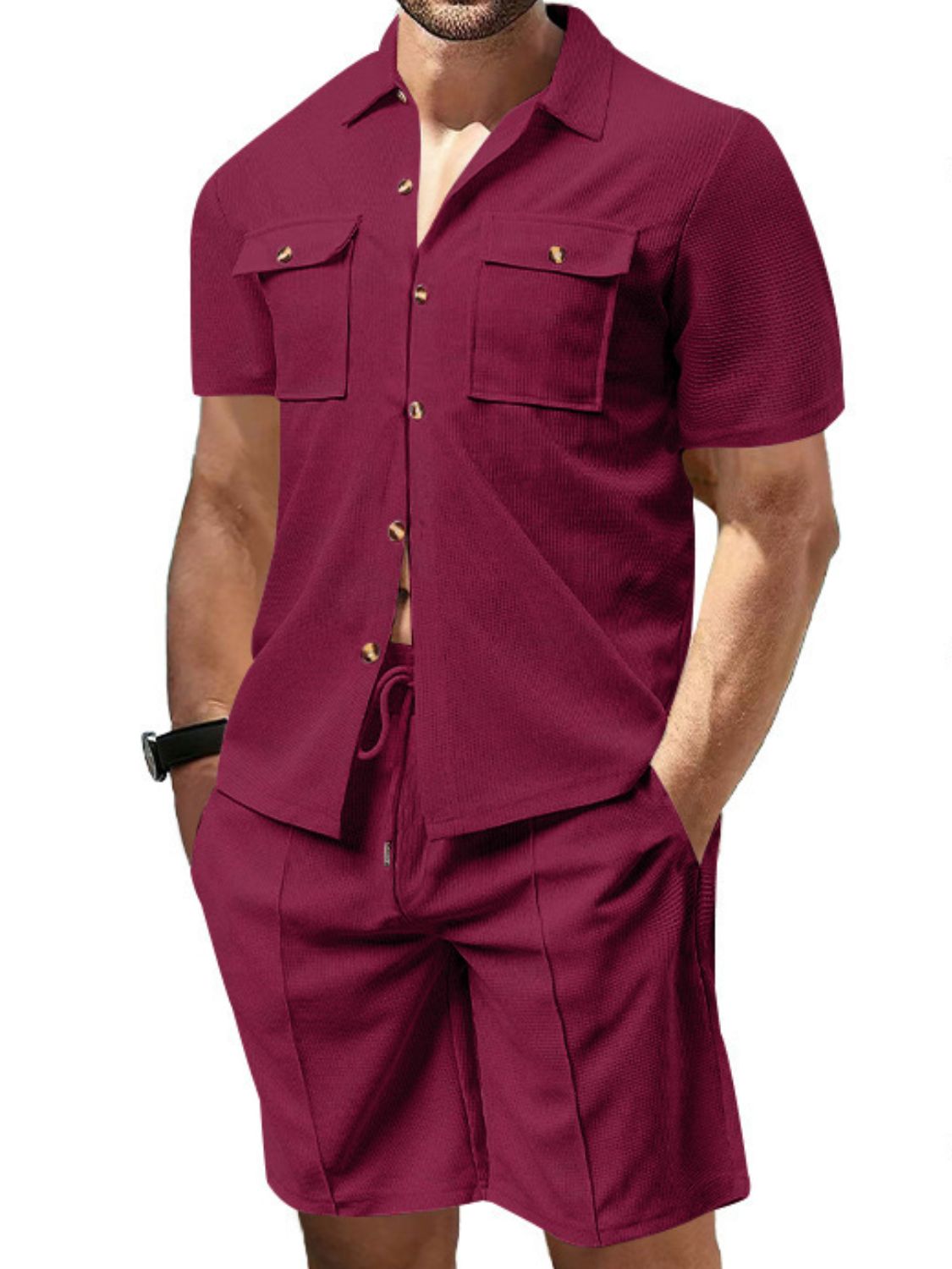 Men’s Short-Sleeve Button-Down & Shorts Set | Luxe Two-Piece Summer Outfit - Plume & Peak