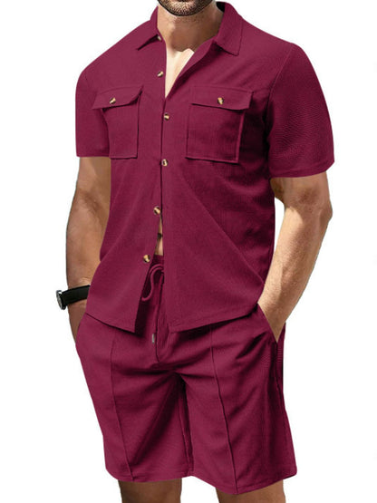 Men’s Short-Sleeve Button-Down & Shorts Set | Luxe Two-Piece Summer Outfit - Plume & Peak