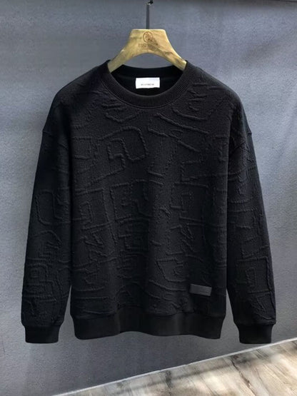 Men's Textured Round Neck Sweatshirt - Plume & Peak