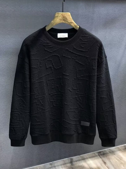 Men's Textured Round Neck Sweatshirt - Plume & Peak