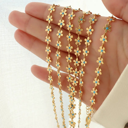 Titanium Steel Drip Oil Flower Necklace - Plume & Peak