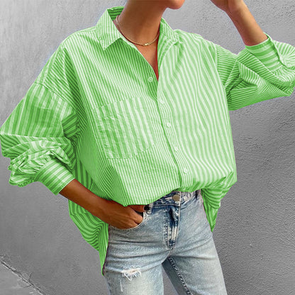 Striped Button Down Long Sleeve Shirt - Plume & Peak