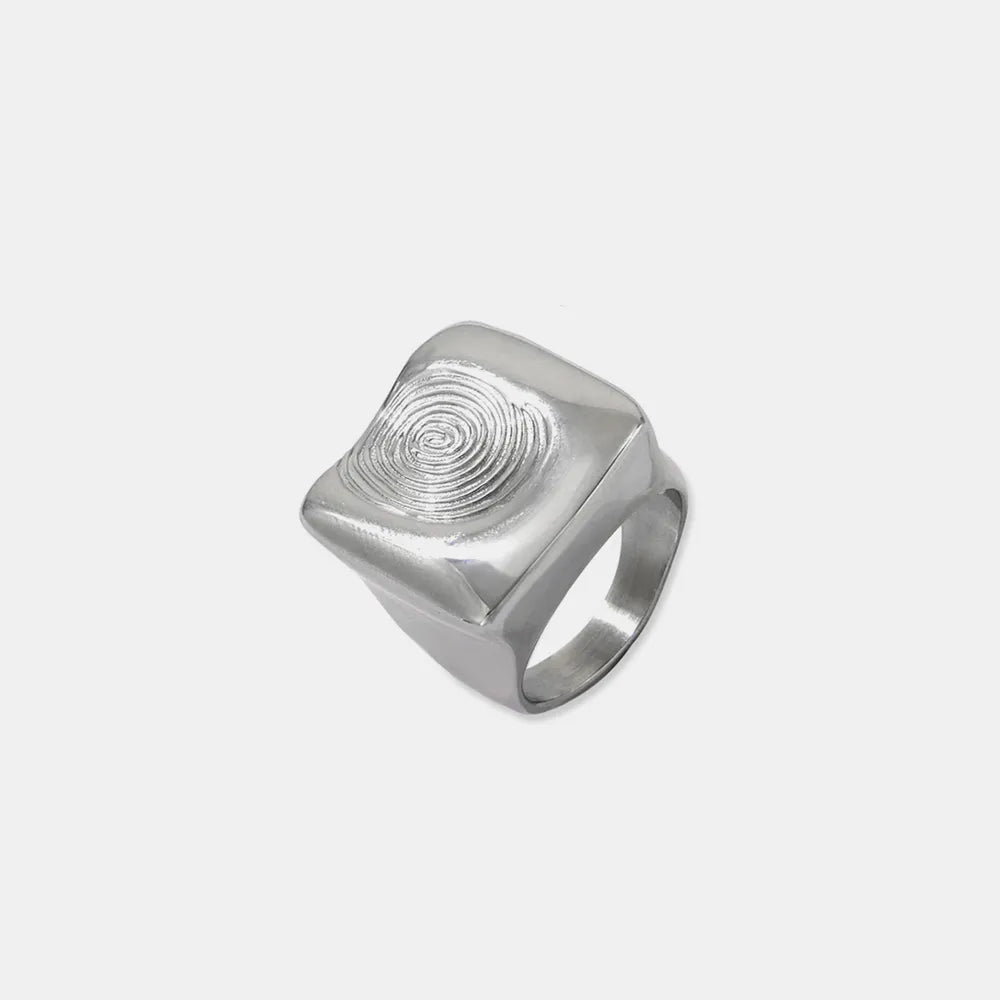 Titanium Steel Fingerprint Signet Ring - Plume & Peak