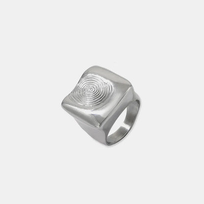 Titanium Steel Fingerprint Signet Ring - Plume & Peak
