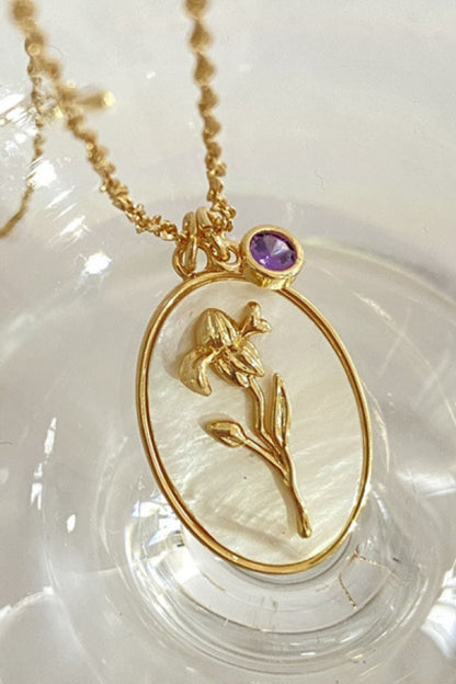 Flower Shell Pendant Copper Necklace - Plume & Peak