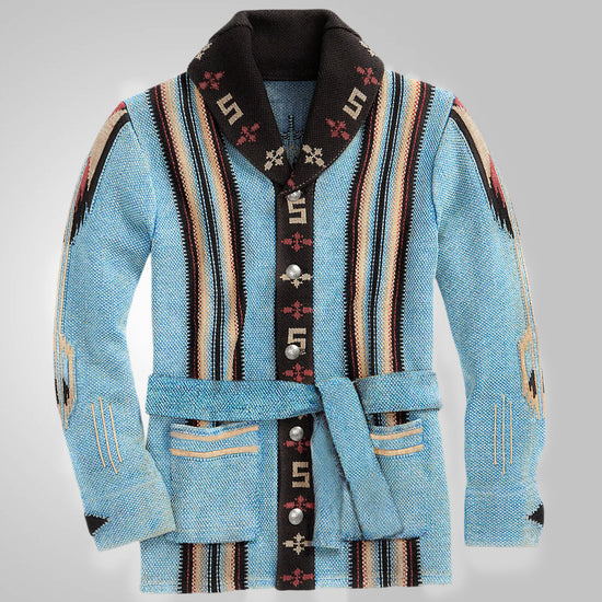 Mens Vintage Jacquard Knit Sweater Coat  SY0029